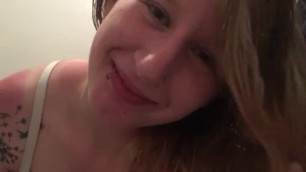 Amateur Cute Blonde gives Sloppy Blowjob in Airbnb