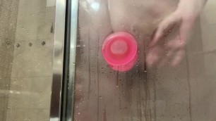 BBW FUCKS HER ASS WITH 8 INCH DILDO IN SHOWER
