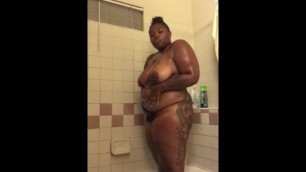 Tatted BBW taking a Shower