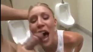 Blowjob in Public Restroom