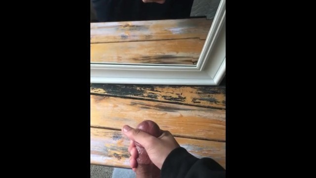 Busting Huge Nut in Mirror