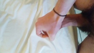 Jacking off and Cumming on Hotel Bed