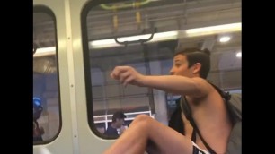 Shirtless Teen in Footy Shorts Busts some Moves for Evening Commuters