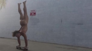 Naked Handstand Skateboarding