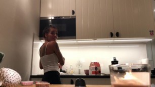 Perfect Pokies on the Kitchen Cam, Braless Sylvia and her Amazing Nipples