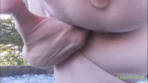 Fingering my Pussy and Ass in the Hot Tub Close up