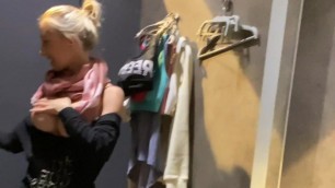 Secretly in dressing room pussy fingered to orgasm