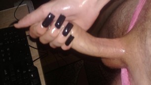 long nails cum handjob