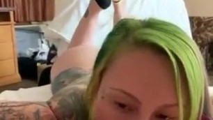 hot tattoo'd goth gives blowjob