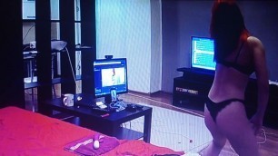 Young girl chatting online, she is naked