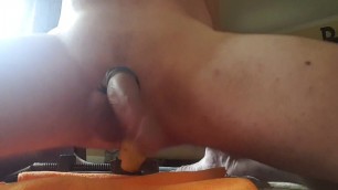 Banana in my Ass with my cock flopping around