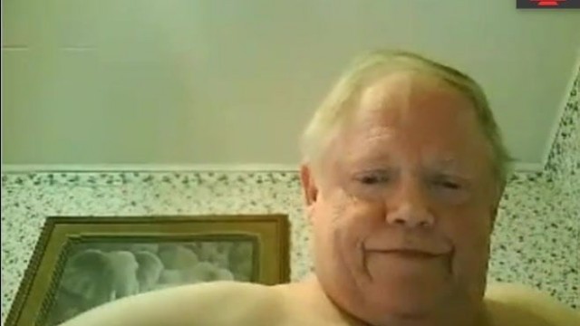 fat grandpa jerking off on the bed