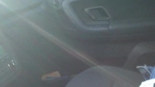 Naked car driving, jerking, flashing cock
