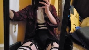 Cute Femboy Trap Shows off in the Mirror