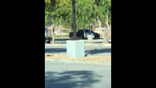 Handyman Pissing in Public Place while the Police Patrol