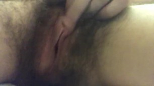 Hair Pussy Masturbates up Close