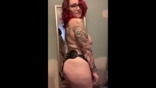Curvy MILF Dances with a Strap on Cock (MrsDommeRee)