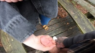 Friend makes me Cum in Public Park