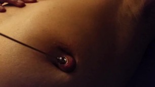 Nippleringlover Pulling 16mm Bead through Huge XXL Pierced Nipple